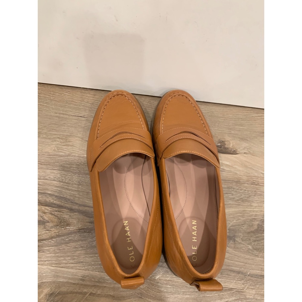 Cole Haan W28189 Penny Loafer 8B Tan Leather Quiet Luxury Classic Womens Shoes - Picture 7 of 9